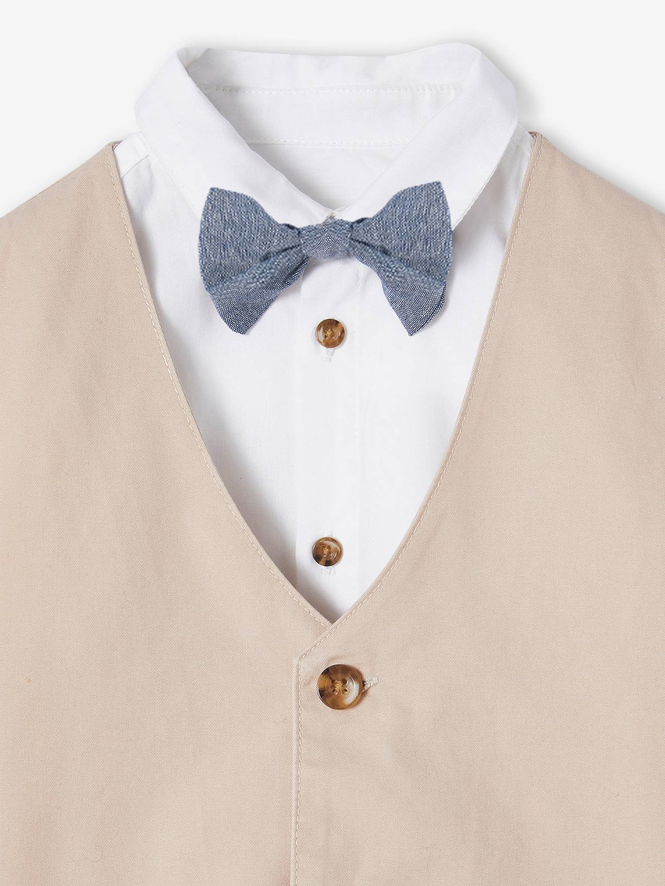HULIJA Tenue D'été Pour Bébé Garçon Chemise En Coton Nœud Papillon Salopette Courte Rayée Costume De Gentleman Pour Fêtes D'anniversaire Mariages Bleu 9-12 Mois