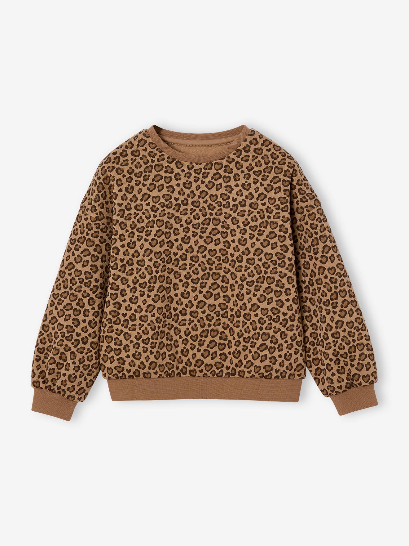 Sweatshirt with Ruffles & Fancy Cat Motifs for Girls - navy