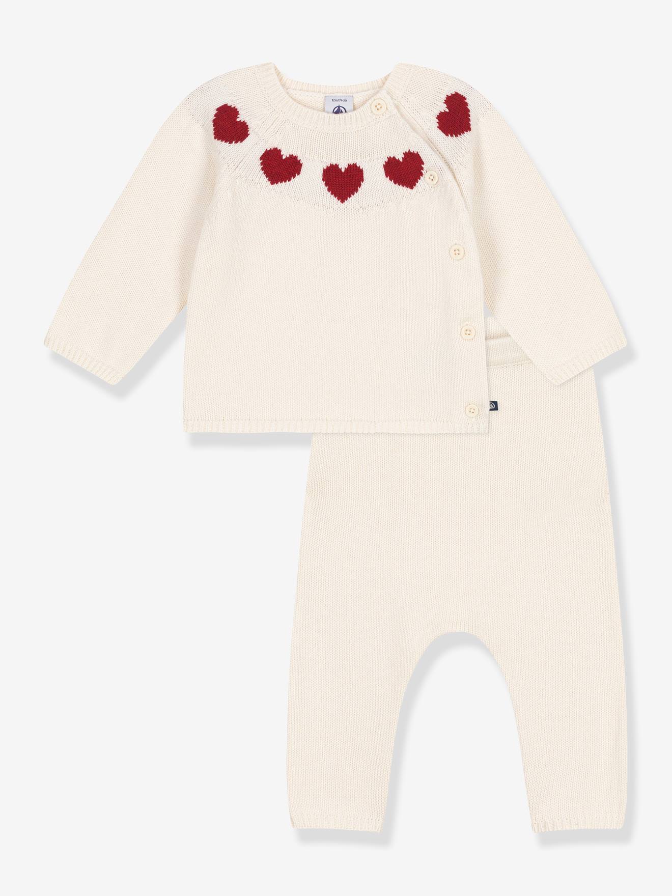 Ensemble De 2 Pièces Pour Bébé Fille Et Garçon Avec Broderie D'ours à Manches Longues Et Pantalon, BLANC, 3-6 Months