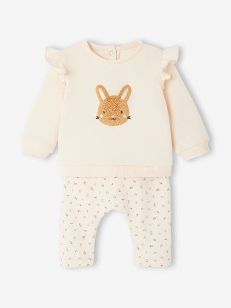 Sweatshirt & Trousers Combo for Babies 6308+ecru+marl beige+pale pink+rose - vertbaudet enfant 