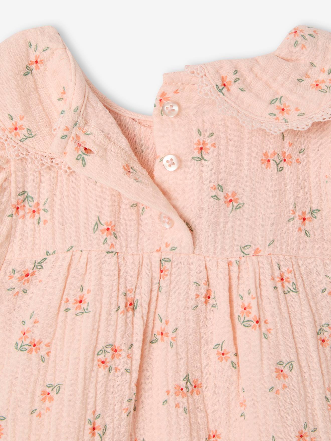 Robe Bébé Fille Rose Foncé Col Peter Pan Avec Nœud - Taille 3-6 Mois - Neuf Avec étiquettes
