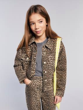 Fille-Manteau, veste-Veste-Veste fille oversize motif léopard 