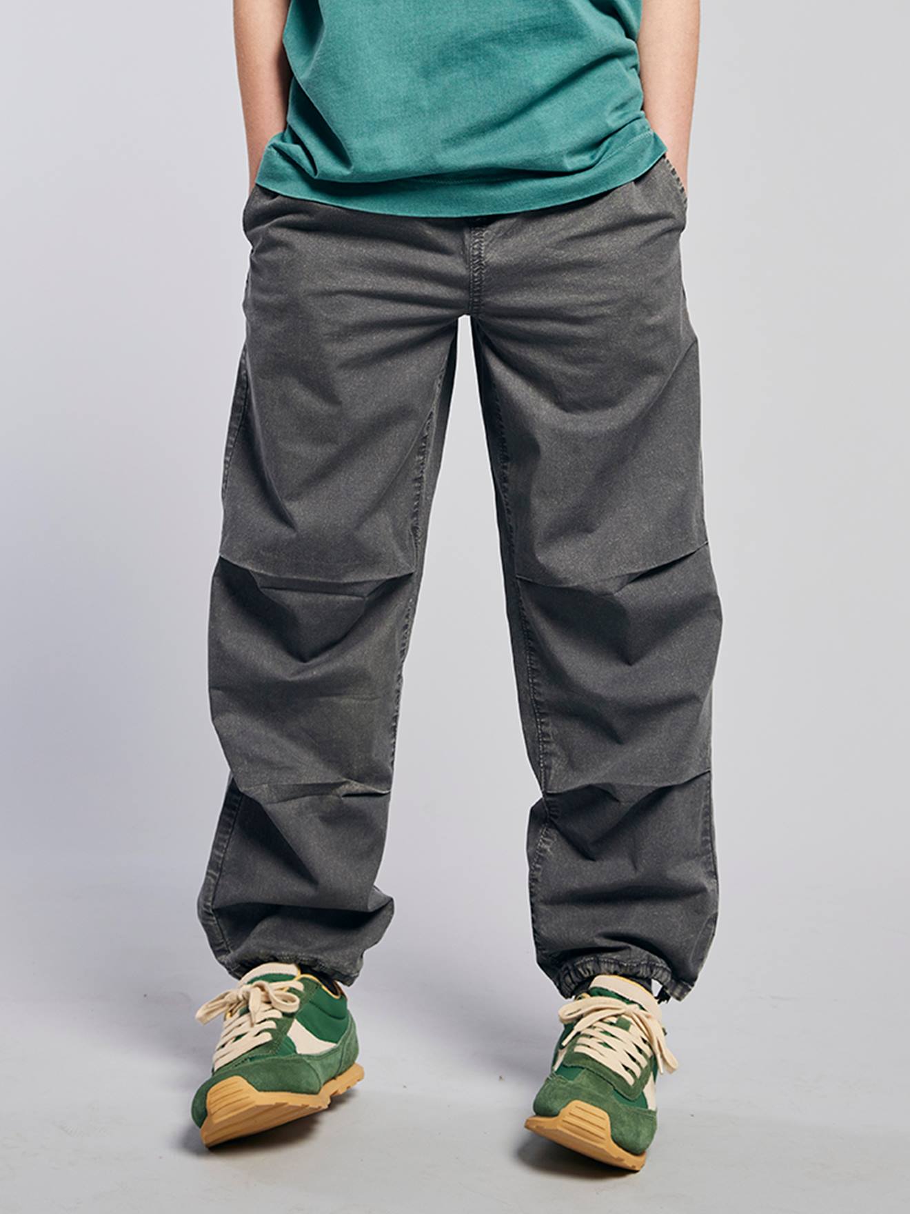 Washed-Effect Parachute Trousers, JONEN - anthracite, Boys