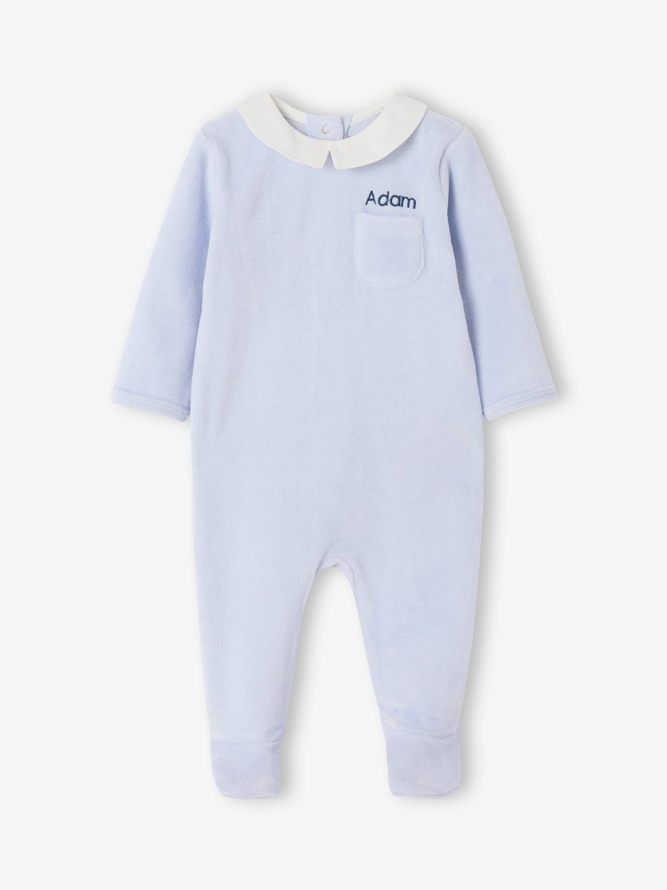 Pyjama Bebe Pyjama Velours Bébé Personnalisable AN/VIE - Blanc à