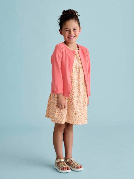 Ensemble Fille Vertbaudet - Robe Imprimée Fleurs + Cardigan Assorti, 100% Coton, Manches Longues