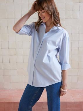 Vêtements de grossesse-Chemise oversize rayée grossesse et allaitement