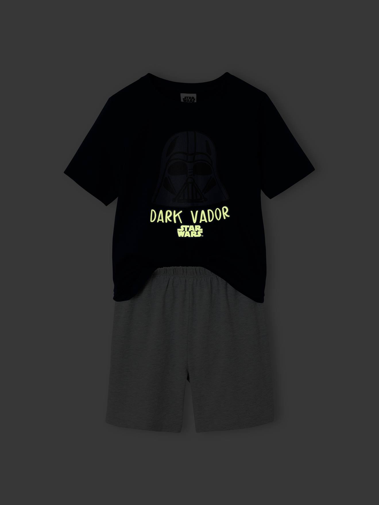 Pyjama Star Wars Dark Vador Homme Blanc Manches/jambes Courtes - 100% Coton, Motif Logo, Licence Officielle