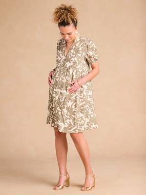 Vêtements de grossesse-Robe courte de grossesse motifs fleurs