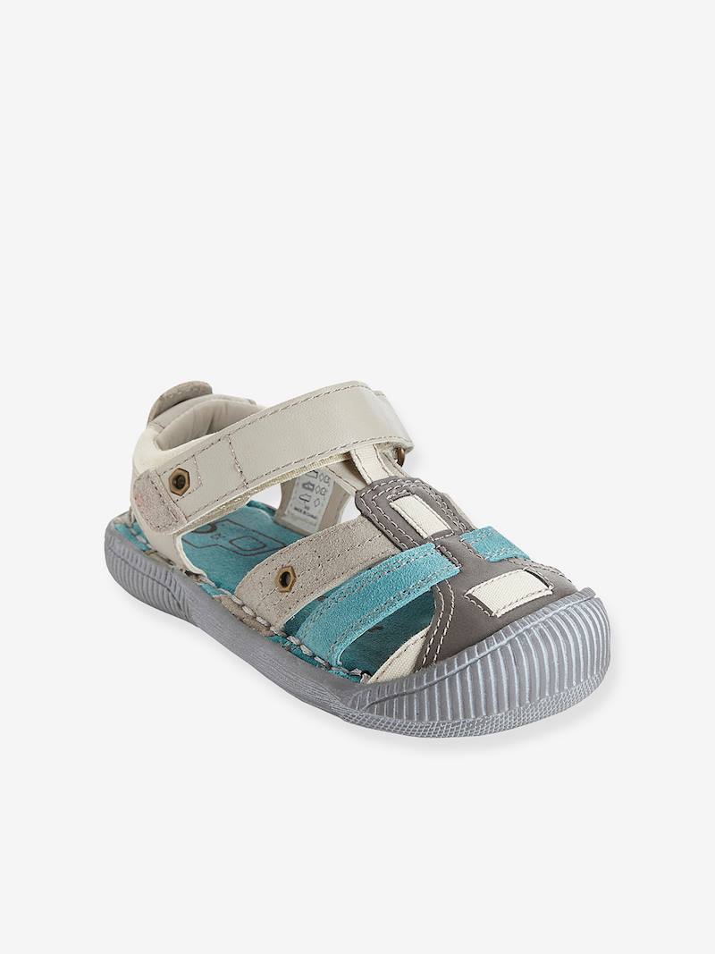 Boys Leather Sandals, Designed For Autonomy grey, Shoes