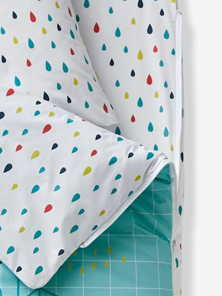 An 'easy to close' ready-for-bed set without PIN PON duvet GREEN LIGHT ALL OVER PRINTED - vertbaudet enfant 