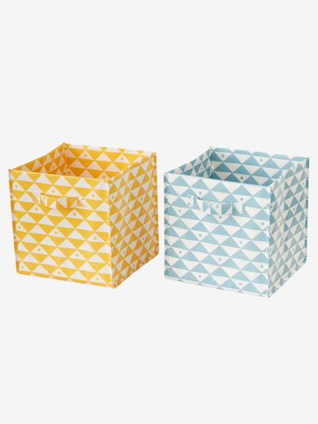 Set of 2 Storage Boxes WHITE LIGHT TWO COLOR/MULTICOL - vertbaudet enfant 