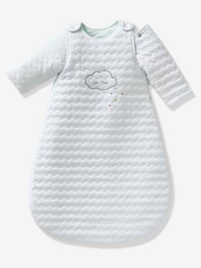 -Quilted Baby Sleep Bag with Detachable Sleeves, Organic Collection, Cloud & Triangles Theme