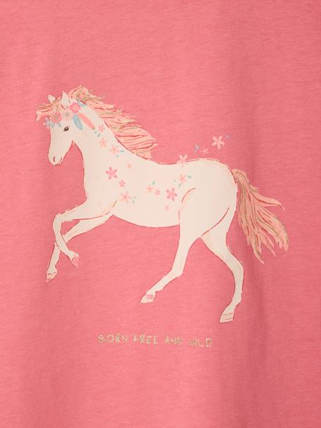 Tee-shirt motif fantaisie fille abricot+bleu grisé+écru+fraise - vertbaudet enfant 