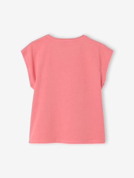 Tee-shirt motif fantaisie fille abricot+bleu grisé+écru+fraise - vertbaudet enfant 