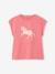Tee-shirt motif fantaisie fille abricot+bleu grisé+écru+fraise - vertbaudet enfant 