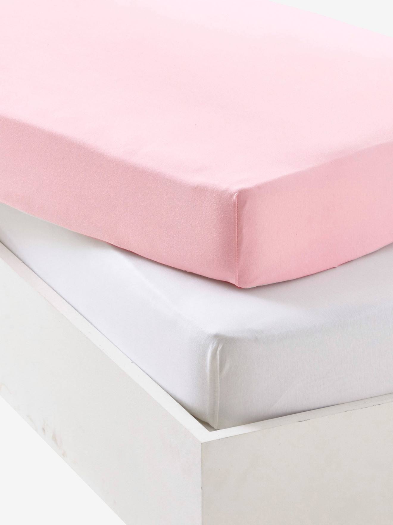 2-PACK 100% Cotton jersey sheets Pocket 20cm With elastic - 2x cot bed fitted sheets Double Jersey 70 x 140 cm Pink soft & cozy for toddler & baby bed Certified Free from Chemical