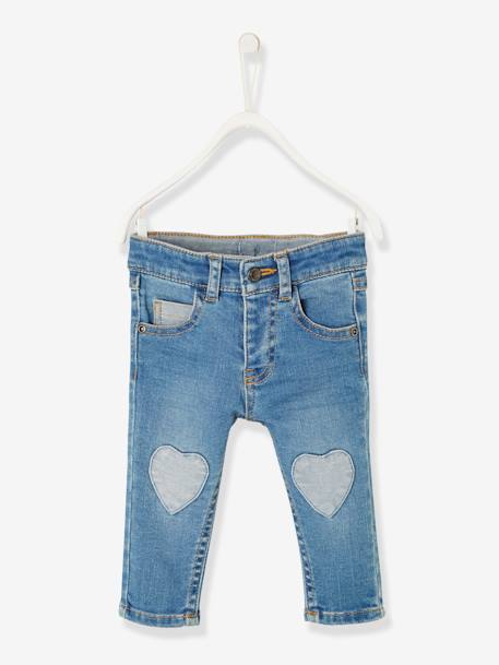 Jean Bebe Fille Avec Patchs Coeurs Stone Bebe
