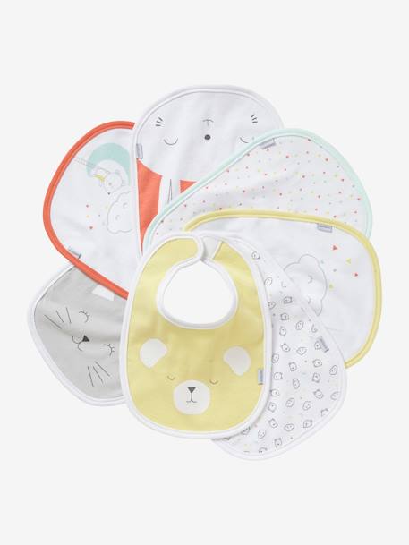 Pack Of 7 Organic Bibs For Babies White Nursery