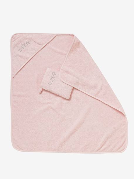 Cape de bain + gant, personnalisable BLANC+BLEU FONCE+EAU DE ROSE+ECRU+GRIS CLAIR+TURQUOISE - vertbaudet enfant 