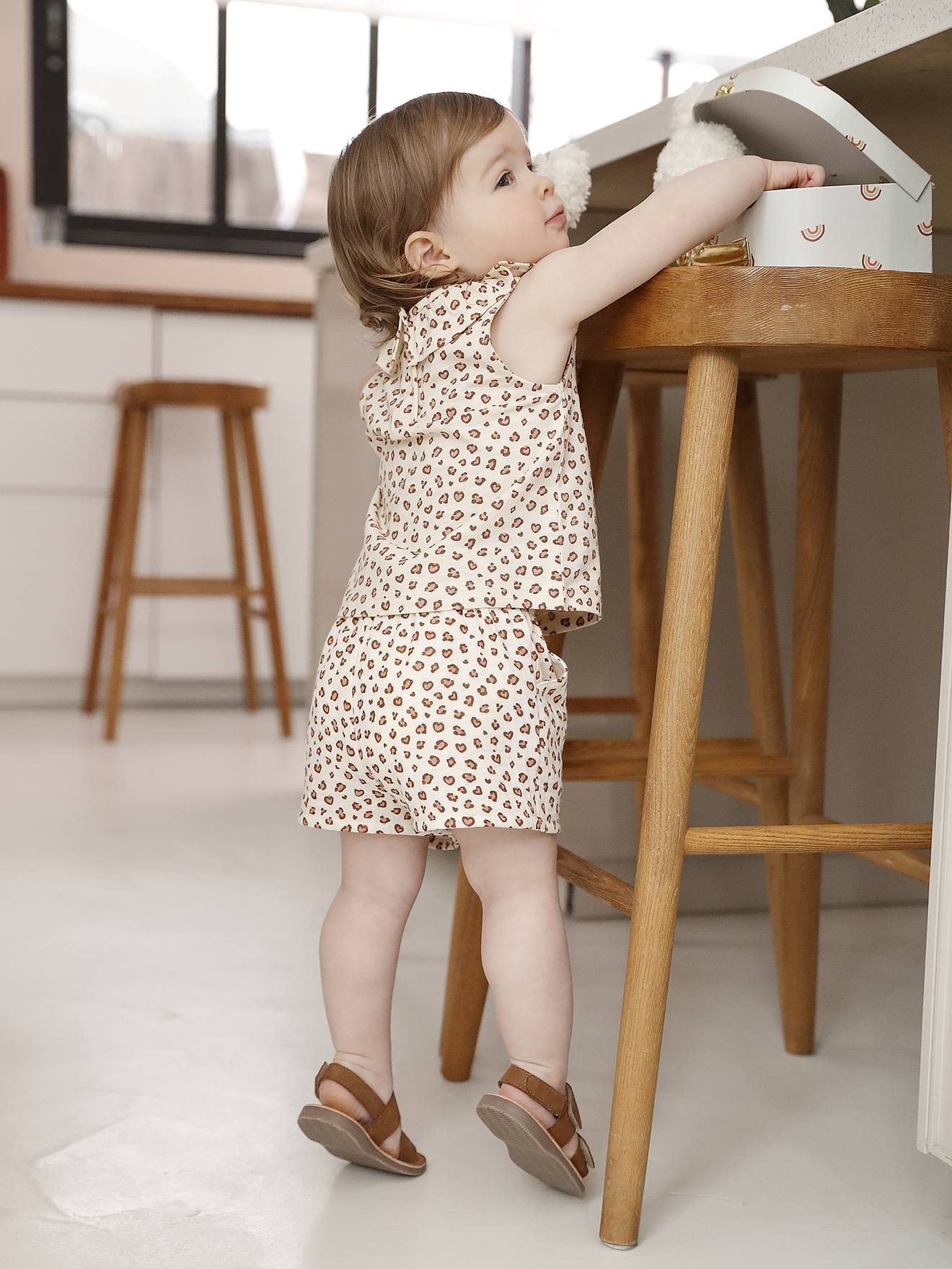 Leopard Print Shorts in Cotton Gauze for Babies vanilla, Baby