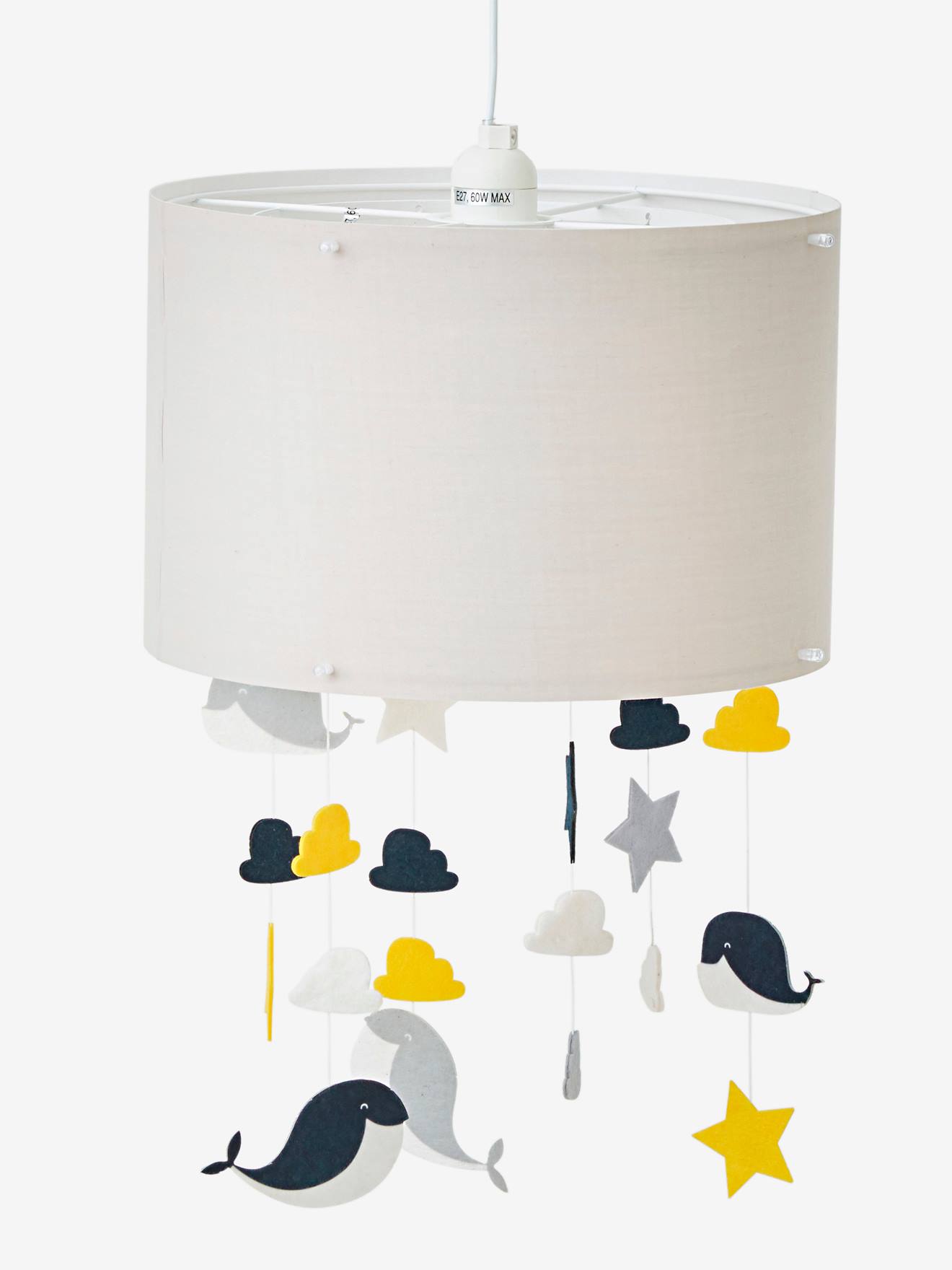 Ceiling Lampshade Whale Grey Medium Solid With Design