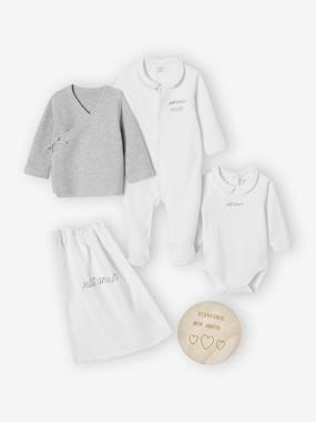 Newborn Gift Set: Top, Bodysuit, Sleepsuit, Welcome Card & ENVIE DE FRAISE Gift Bag   - vertbaudet enfant