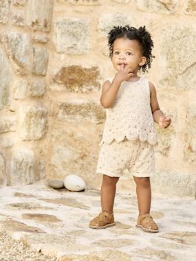 Top + Shorts Set in Macramé for Babies   - vertbaudet enfant