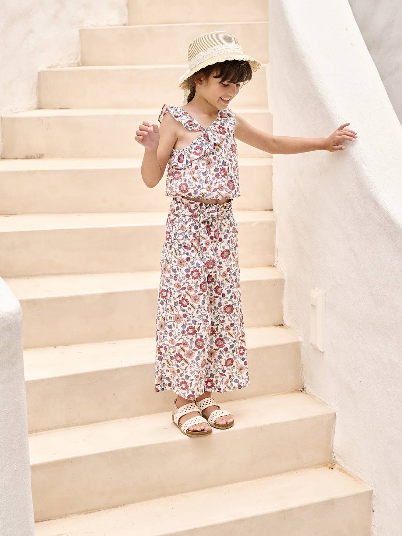 Haut Imprimé Floral California Bloom Manches Courtes Ourlet Asymétrique Strass - Neuf Avec étiquettes