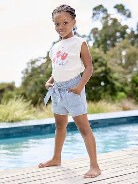 Jean skinny pour fille - Bleu moyen - Denim déchiré