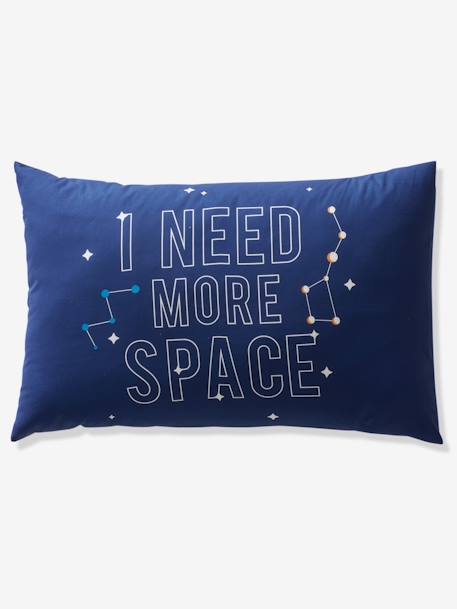 Duvet Cover + Pillowcase Set for Children, Planets Theme BLUE DARK SOLID WITH DESIGN - vertbaudet enfant 