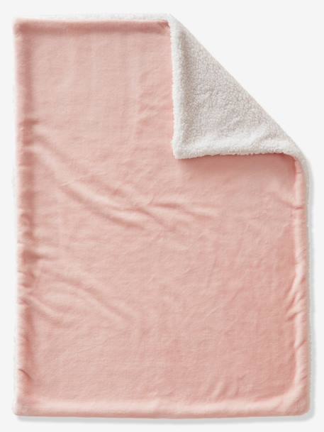 Microfibre Blanket with Sheepskin Lining Grey+PINK LIGHT SOLID - vertbaudet enfant 