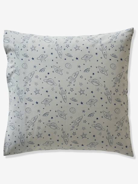 Duvet Cover + Pillowcase Set for Children, Planets Theme BLUE DARK SOLID WITH DESIGN - vertbaudet enfant 