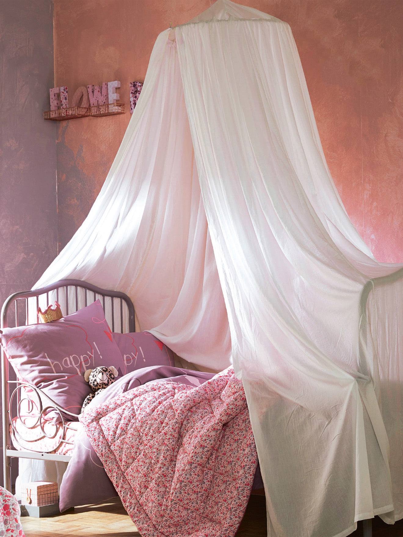 Tie Sheer Bed Canopy Curtain Set In White / Curtain Corner Naoko
