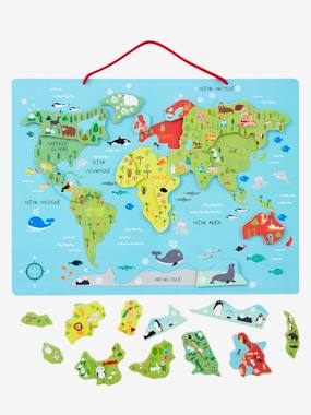 jouets-fsc-Magnetic World Puzzle - French Version - FSC® Certified