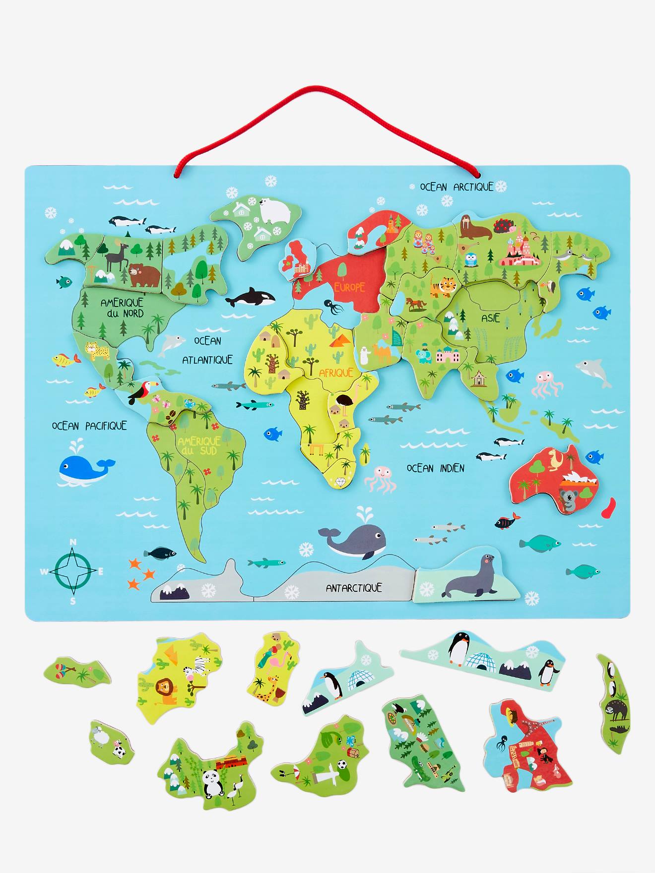 Puzzle magnétique de carte du monde pour enfants de 4 à 6 ans