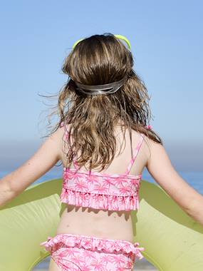 Maillot De Bain 2 Pièces Fille - Rose Avec Rayures - Bretelles Réglables - Taille 5-13 Ans - Pour Piscine, Plage, Sports Nautiques