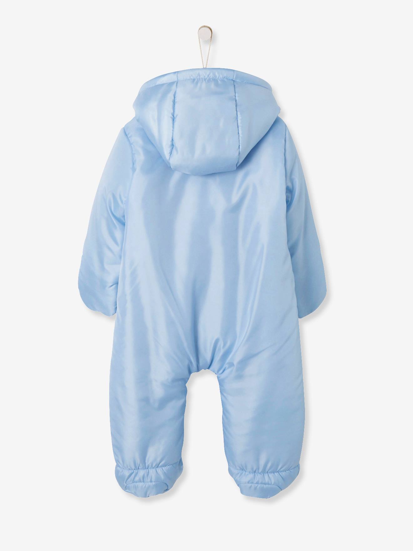 Baby Lined Padded All In One With Face Motif Blue Medium Solid With Design Baby