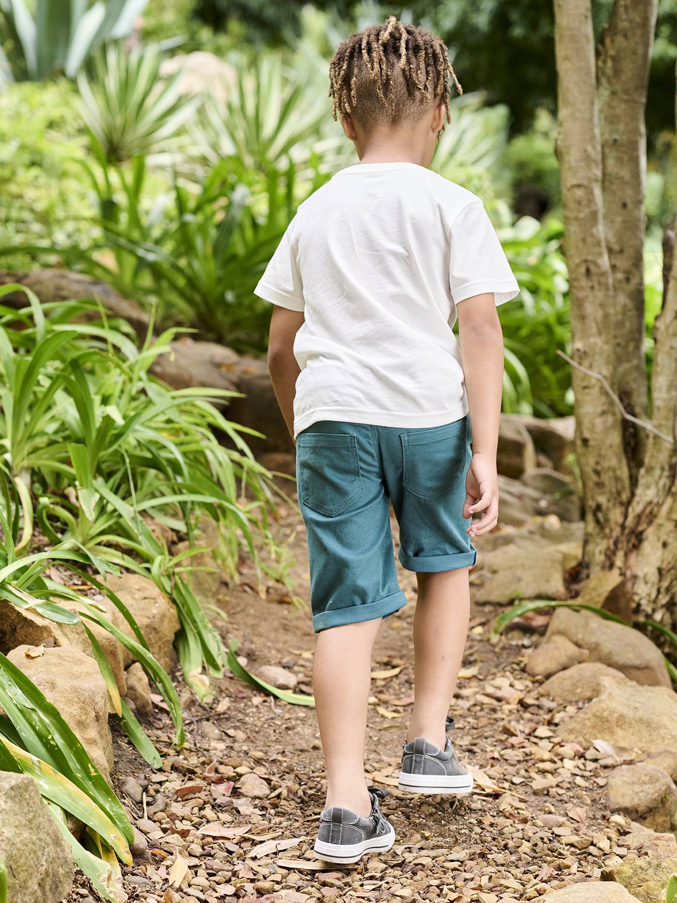 Bermuda Court Garçon Molleton Vertbaudet – Imprimés Jungle, Dinosaures Ou Dip Dye, Taille 14A, Bleu Ardoise