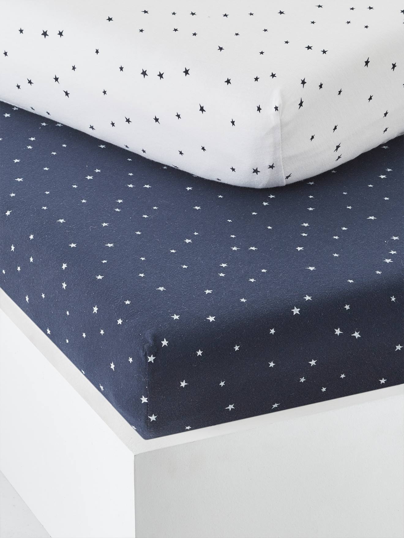 Cotton Jersey Cot Bed Fitted Sheets,70 x 140 cm Dark Blue