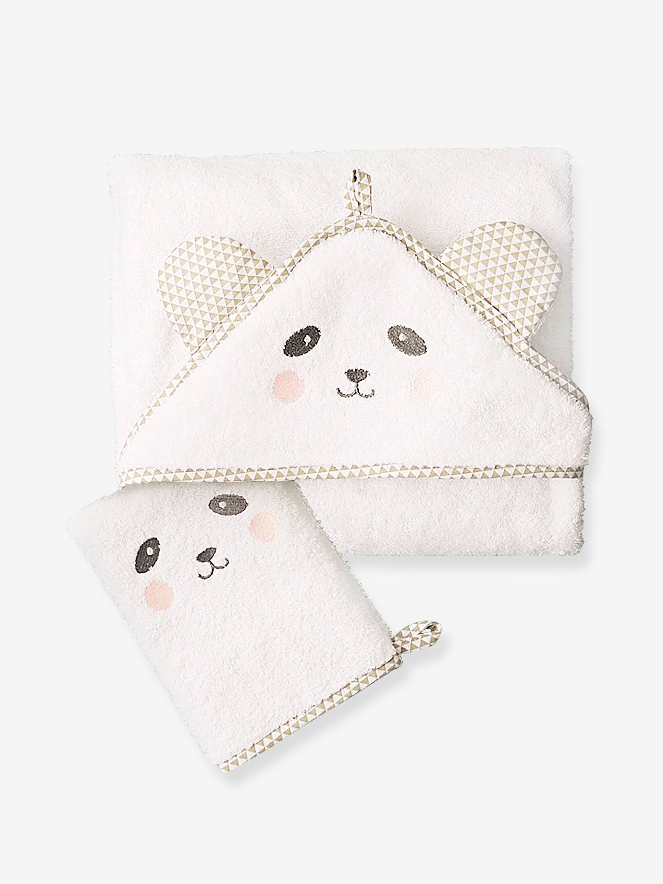Cape De Bain Bebe A Capuche Brodee Animaux Oeko Tex Rose Linge De Lit Deco