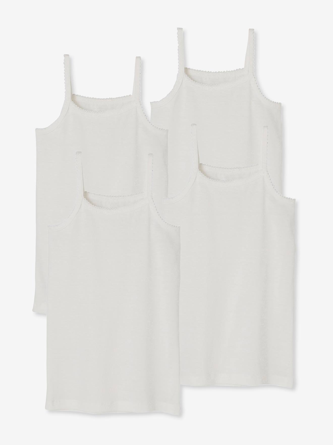 Pack of 4 Girls' Vest Tops - white, Girls