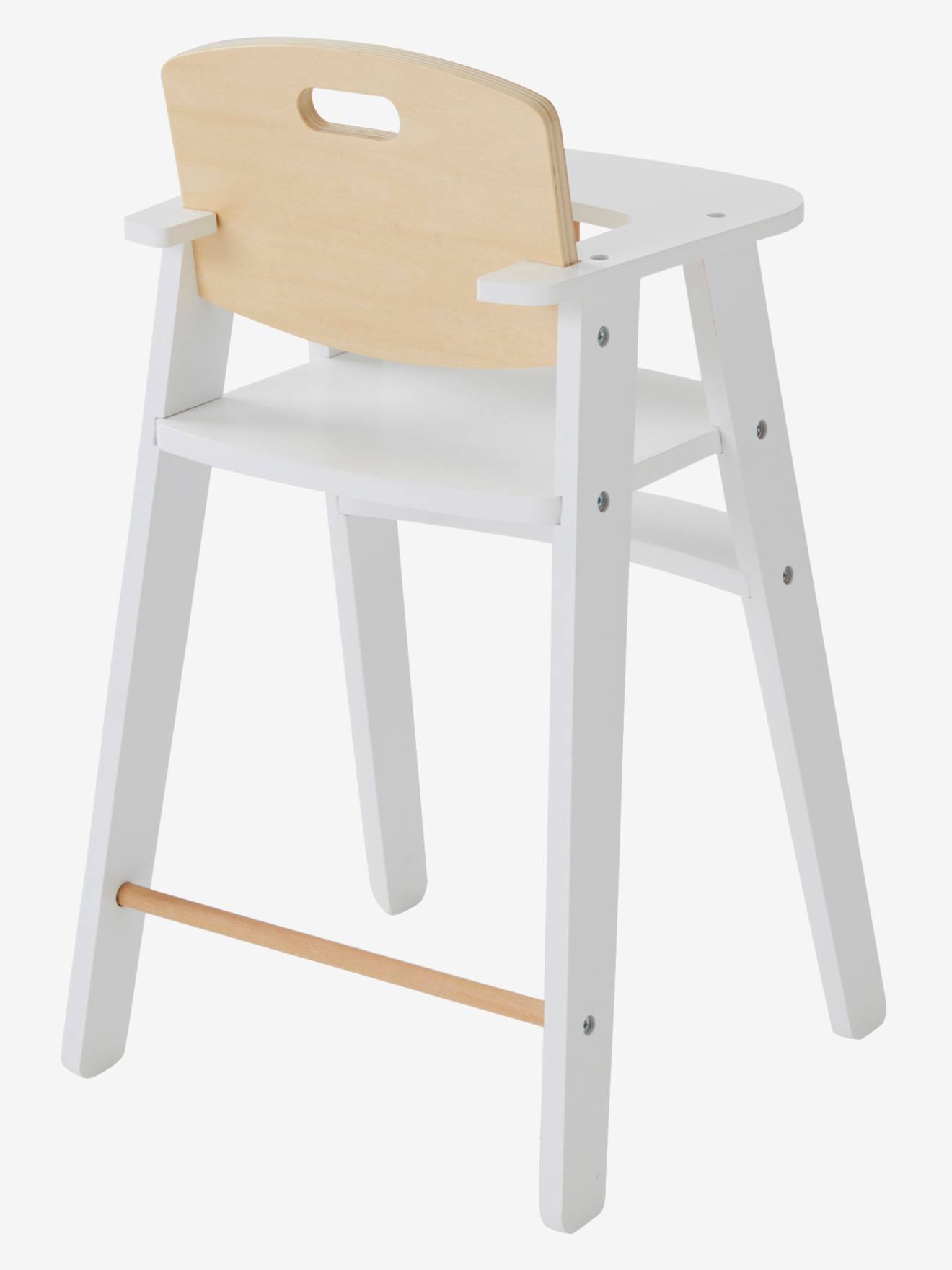 dolls wooden high chair and cot