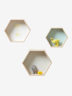 Linge de lit & Déco-Décoration-Cadre, affiche, pêle-mêle-Lot de 3 étagères hexagones enfant