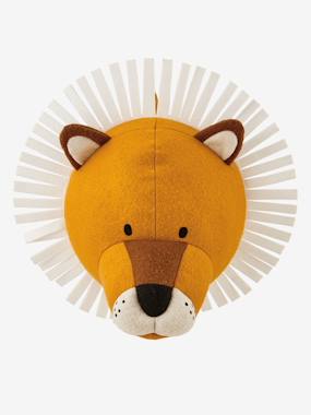 Trophée Mural Lion En Laine - Décoration Chambre Enfant - Dimensions 35x25x30 Cm - Style Savane - VERTBAUDET