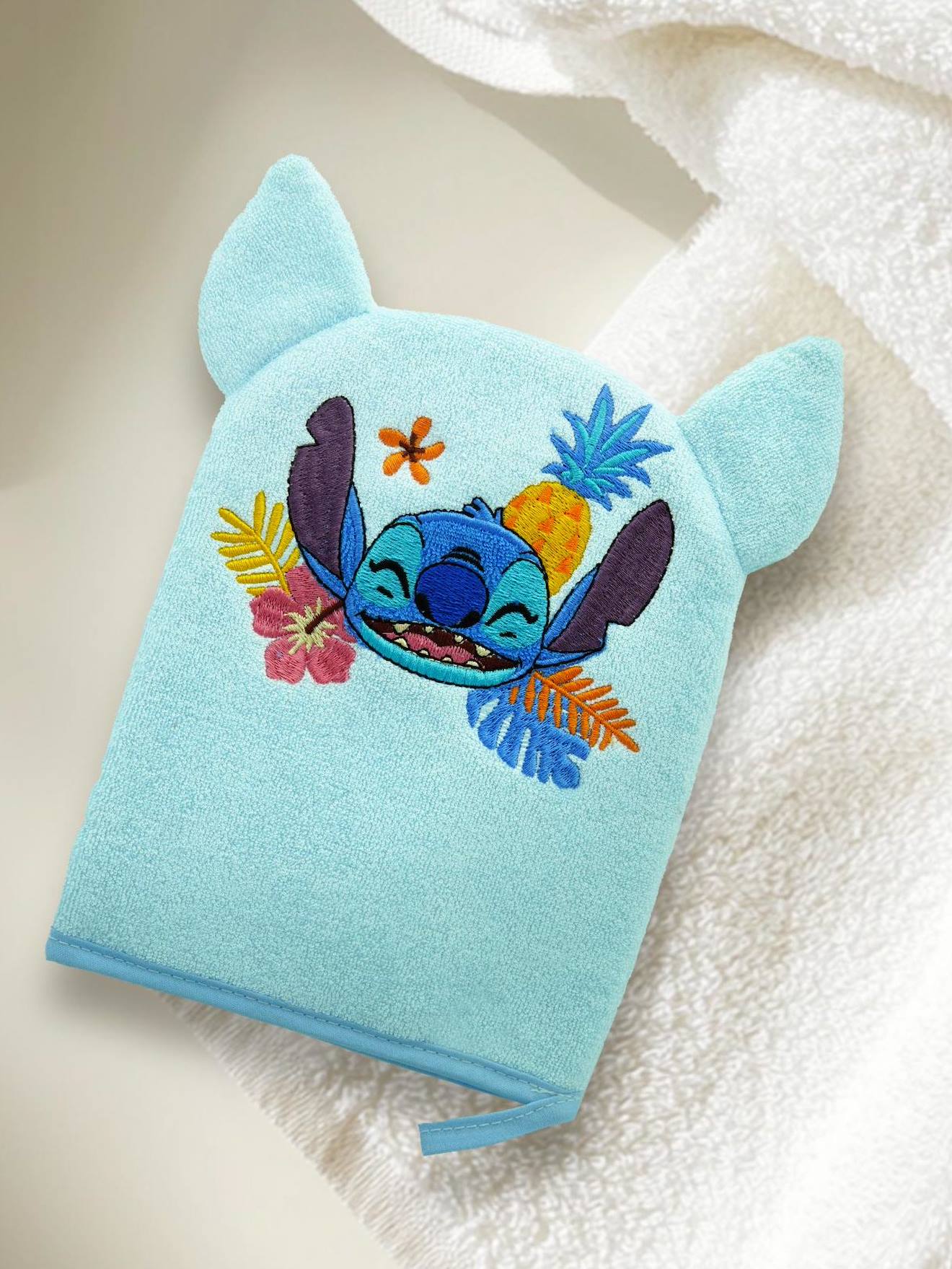 Fun Wash Mitt Embroidered with Stitch Head Motif, by Disney® - sky