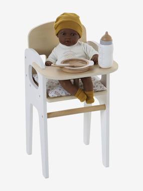 Mobilier De Poupée Contemporain – Buffet, Table, 2 Chaises, Cuisine Bois, Décor Pochoir, échelle 1/6