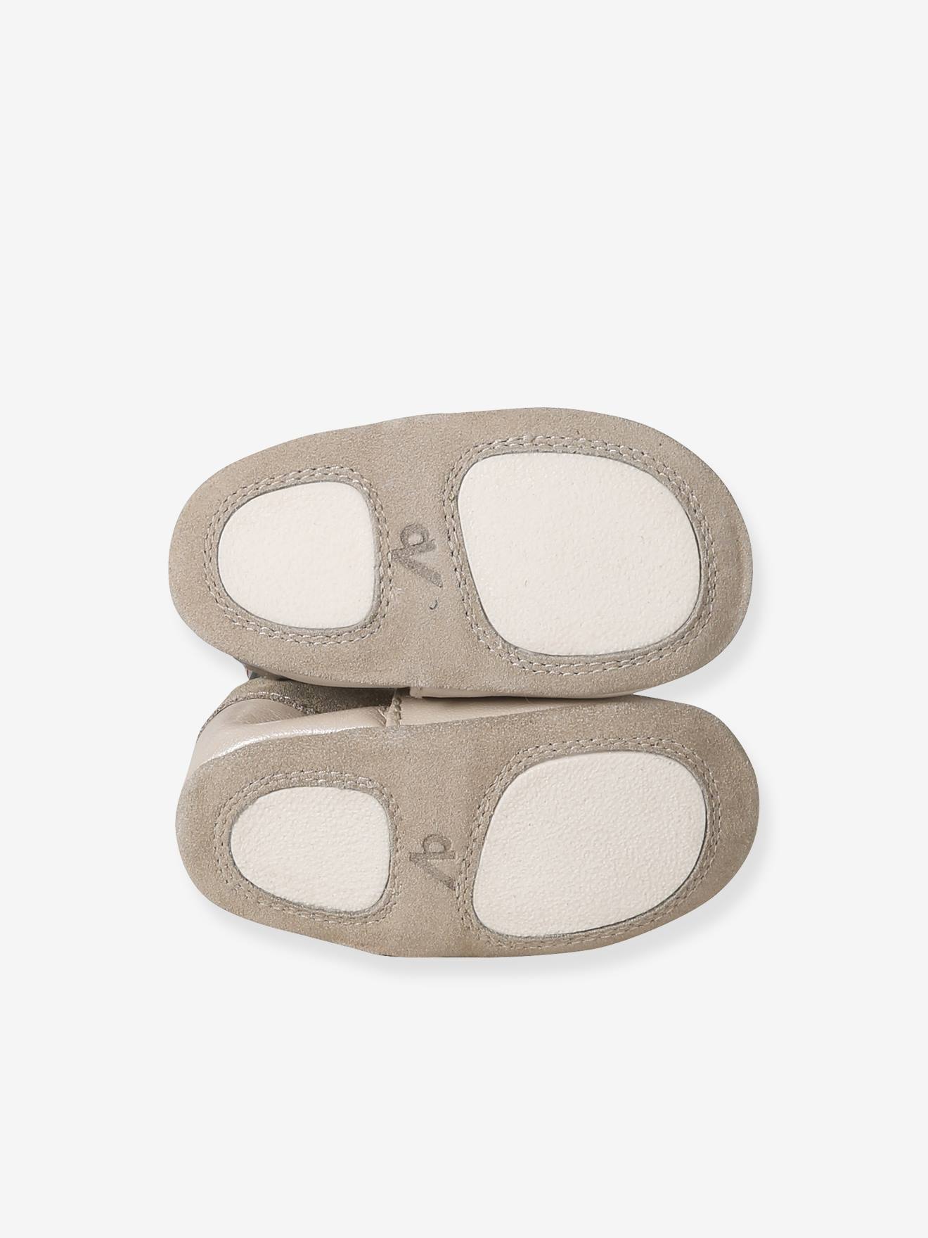 Chaussons élastiqués En Cuir Souple Bébé Chocolat