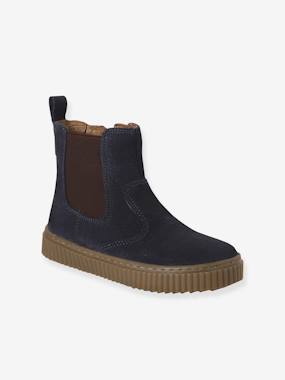 -Leather Chelsea Boots with Elastic & Zip for Boys