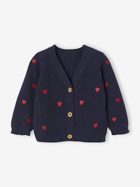 V-Neck, Brioche Stitch Cardigan with Embroidery, for Babies  - vertbaudet enfant
