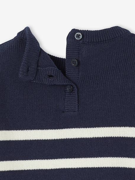 Pull Marin Garçon - Sauge Rayé Marine Et Ivoire, Garçon